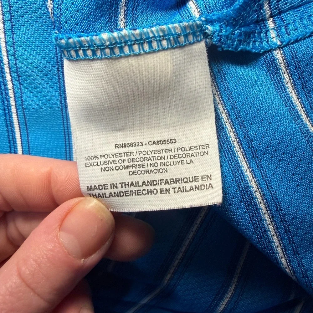 Nike Golf Dri-Fit Blue Striped Polo Shirt Size Large.